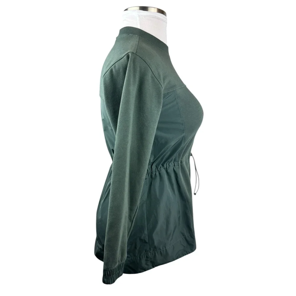 ATHLETA Triumph Crewneck Sweatshirt Bali Green Stretch Drawstring Women's Sz XXS - Picture 6 of 13